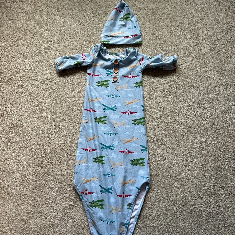Caden Lane Blue Airplane Kids Pajama Nightgown